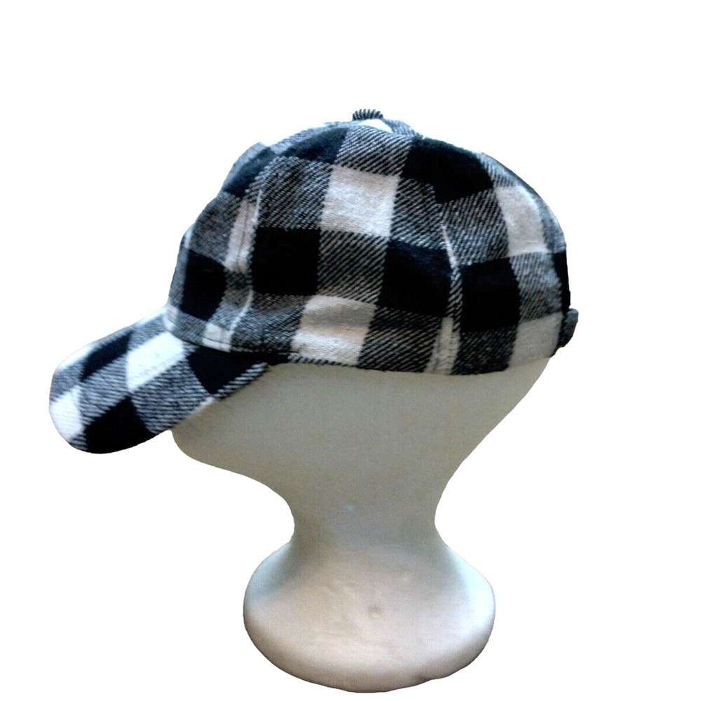Maurices One Size Black White Plaid Hat Wool Blend